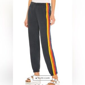 Aviator Nation 5 stripe black jogger sweatpants M